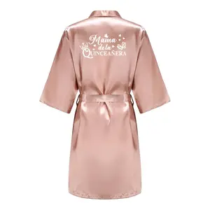 Satin Bathrobe for 15-Year-Old Girls, Princess-Style Mis XV Quinceanera Birthday Party Robe