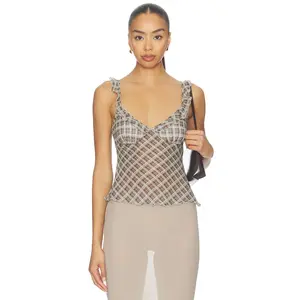 MORE TO COME Ariadne Top in Brown Plaid