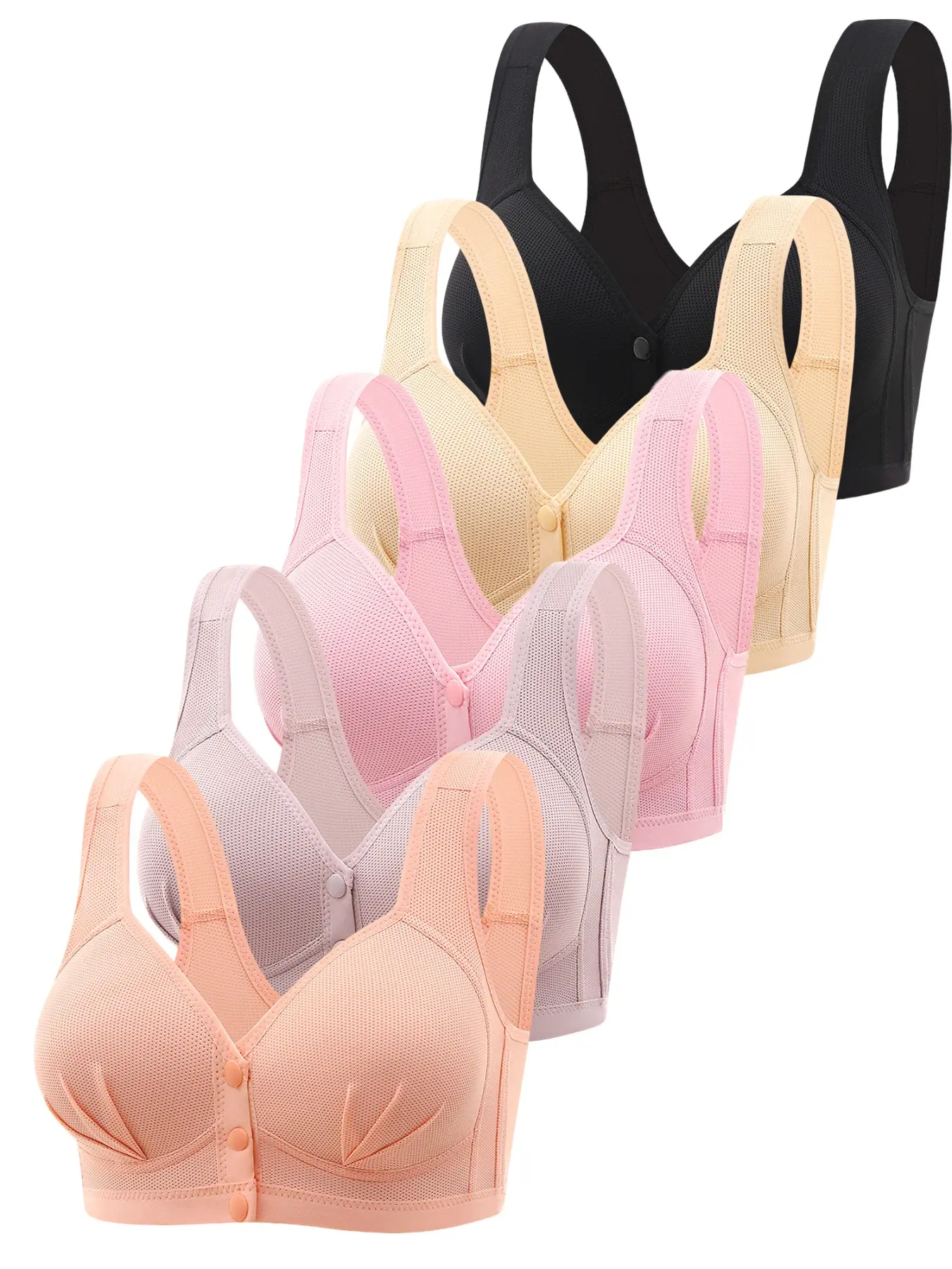 Women's Wireless Bralette Bra Set, Wirefree Bra, Lingerie, Comfortable Casual Plaid Full Coverage Underwear Bras with Straps, Medium Support, Everyday Wear, Breathable, Soft & Lightweight Fabric, Ideal for All Seasons