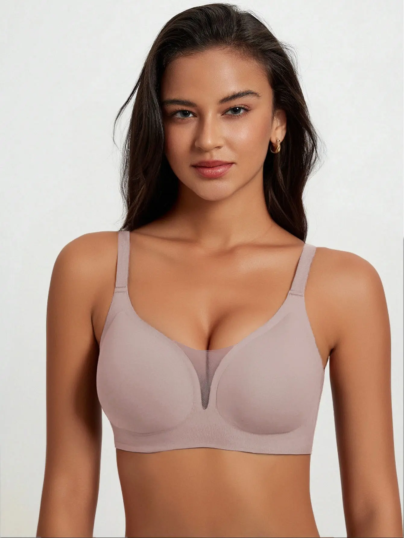 Women Comfortable Seamless Jelly Bra,Support Bra for Daily Wear, Perfect Sleep Bra for Maximum Comfort, Wirefree Bra,V-Neck Mesh Smoothing T-Shirt Bra,U-Back Invisible Anti-Bulge Everyday Lingerie With Adjustable deep push soft breathable wing underwear
