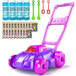 Pink and Purple Bubble Lawn Mower for Toddlers 3 4 5 6 7 8, Bubble Machine, Outdoor Toys, Outside Toys for Toddlers, Christmas, Easter Birthday Gifts for Preschool Boys Girls