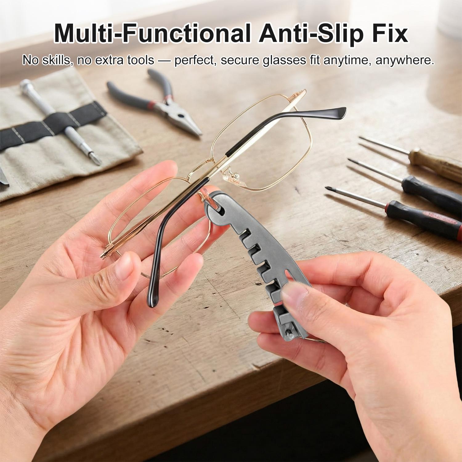 Eyeglass Frame Adjustment Tool,Upgraded Glasses Frame Bender for Temple Arms & Nose Pads Curvature,5-in-1 Optician Tools for DIY Glasses Repair & Tightening