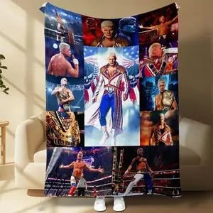 Cody Rhodes Wrestling Champion Pattern Blanket Soft Throw Blanket Cool Bedroom Bedding Blankets Warm Nap Blanket for Home Office Throw Blanket