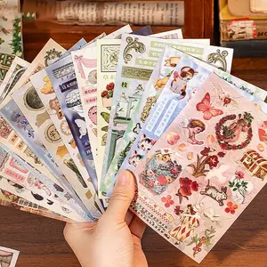 30pcs Vintage Creative Handmade Sticker Book Sticker Album, DIY Scrapbook Material Decorations, Journal Diary Calendar Greeting Card Accessories