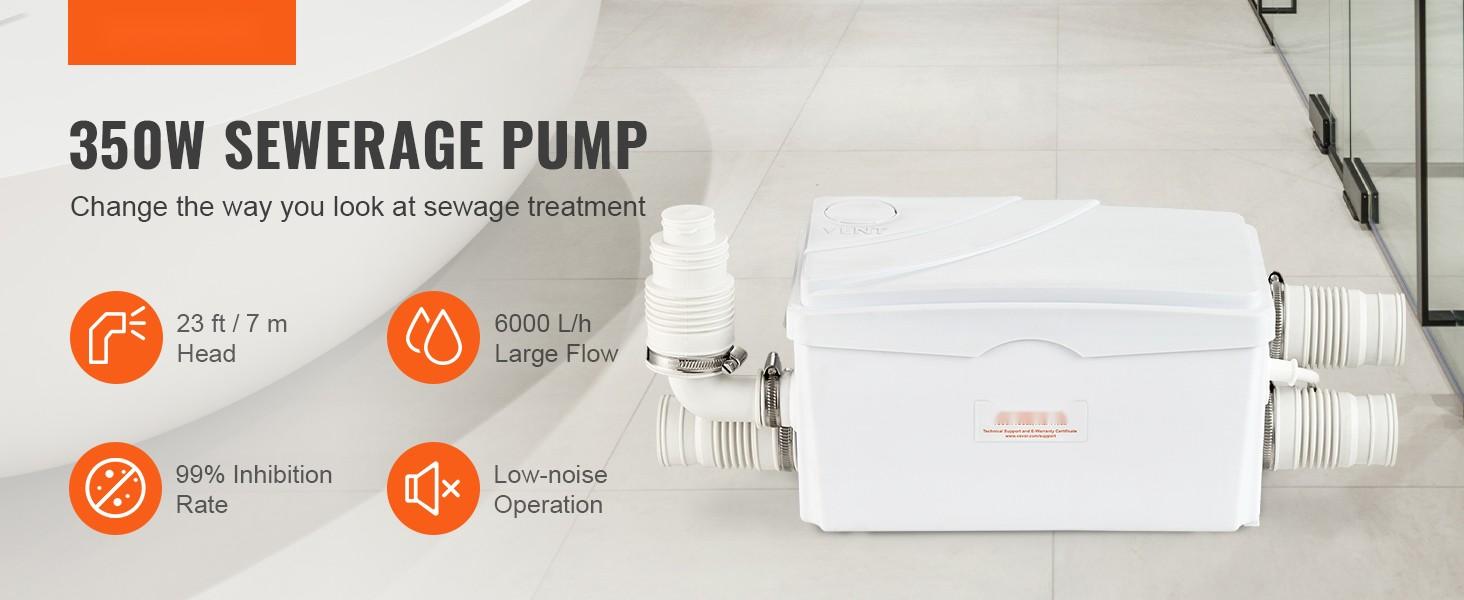 Macerator Pump 350W Submersible Waste Water Macerator Sump Pump With 3 Water Inlets For Basement Kitchen Sink Shower Bathtub Laundry And Utility Rooms Upflush System For Quick Drainage