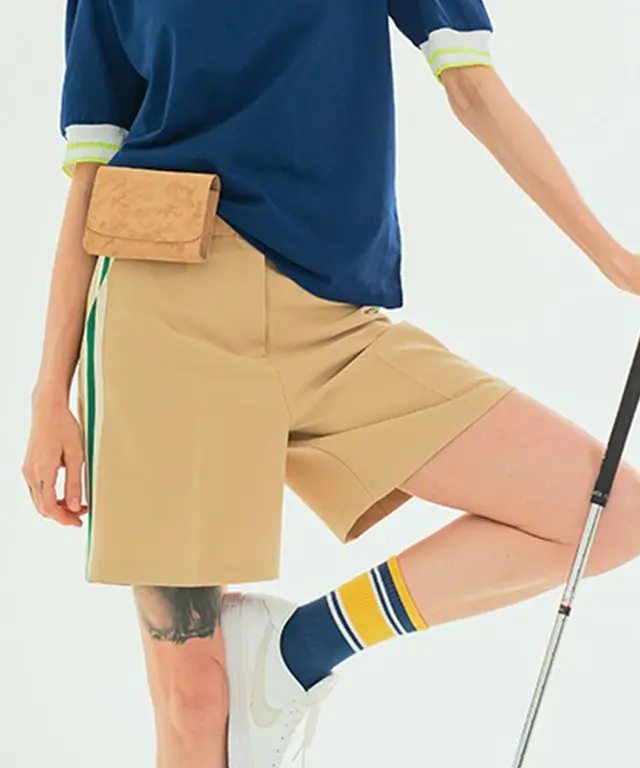 BENECIA 12 Line Bermuda Shorts - Beige