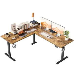 Agilestic 62.9 Inch L Shaped Standing Desk, Electric Height Adjustable Home Office Desk, Large Ergonomic Computer Desk with 3 Memory Buttons, Cable Management, Corner Desk for Home & Office Workstations