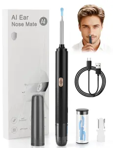 2-in-1 Visual Ear Wax Removal & Nose Hair Trimmer, 1296P HD Ear Camera with AI Eardrum Alert, IP67 Waterproof, App Control for Men & Family