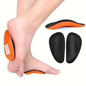 1 Pair Sponge Insole, New Upgraded EVA, Non-Slip and Anti-Skid, Black and Orange Color, Hand Wash Only, for Comfort