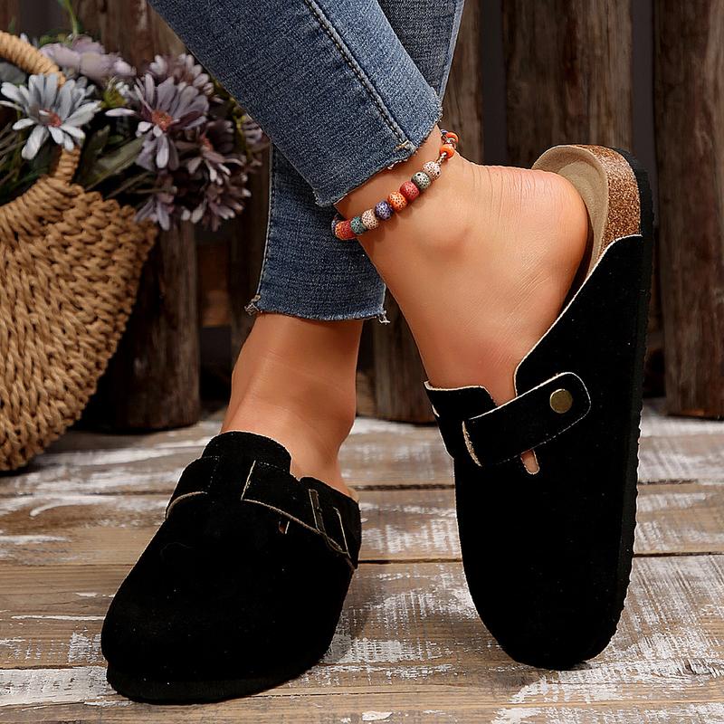 Women's Slippers Suede Cork Clog Antislip Slippers Waterproof Mules House Sandals Adjustable Buckle Springfresh