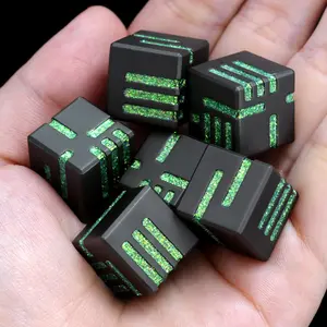 16mm Durable Heavy Glitter Green Line Metal D6 Polyhedral Dice Set with Box - 6 Unique Dice for DND, RPG Tabletop Games (Toys & Hobbies, Games & Puzzles) Colorful