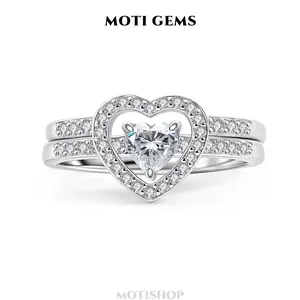 MOTI GEMS Heart-Cut Moissanite Engagement Ring for Women Promise Ring D VVS1 Stackable Lab-Created Hypoallergenic Bridal Wedding Engagement Anniversary Gift Fine Jewelry Size 5-10 #Summervibes