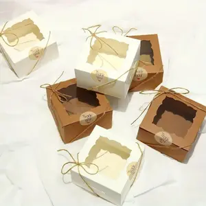60pcs Elegant and Window Packaging Boxes, Flip-Top Lid, Gift Packaging for Weddings, Birthdays, Holidays, 20pcs Boxes + Stickers + Ropes
