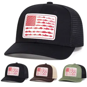 Unisex White Flag Fish Leather Patch Baseball Mesh Cap Hat Micro Curved Cap Outdoor Adjustable Sunscreen Leisure Hat Spring Autumn Travel Tourism Beach Vacation