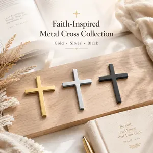10PCS Premium 3D Metal Cross Emblem Sticker, Elegant Jesus Christ Decal for Laptops Journals & Home Decor, Meaningful Christian Faith Gift for Baptism and Church Members