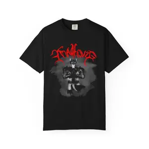 MADHOUSE FINALLY (Gothic Demon/furry Cross T-Shirt — Red Sigil & Dark Figure Graphic)