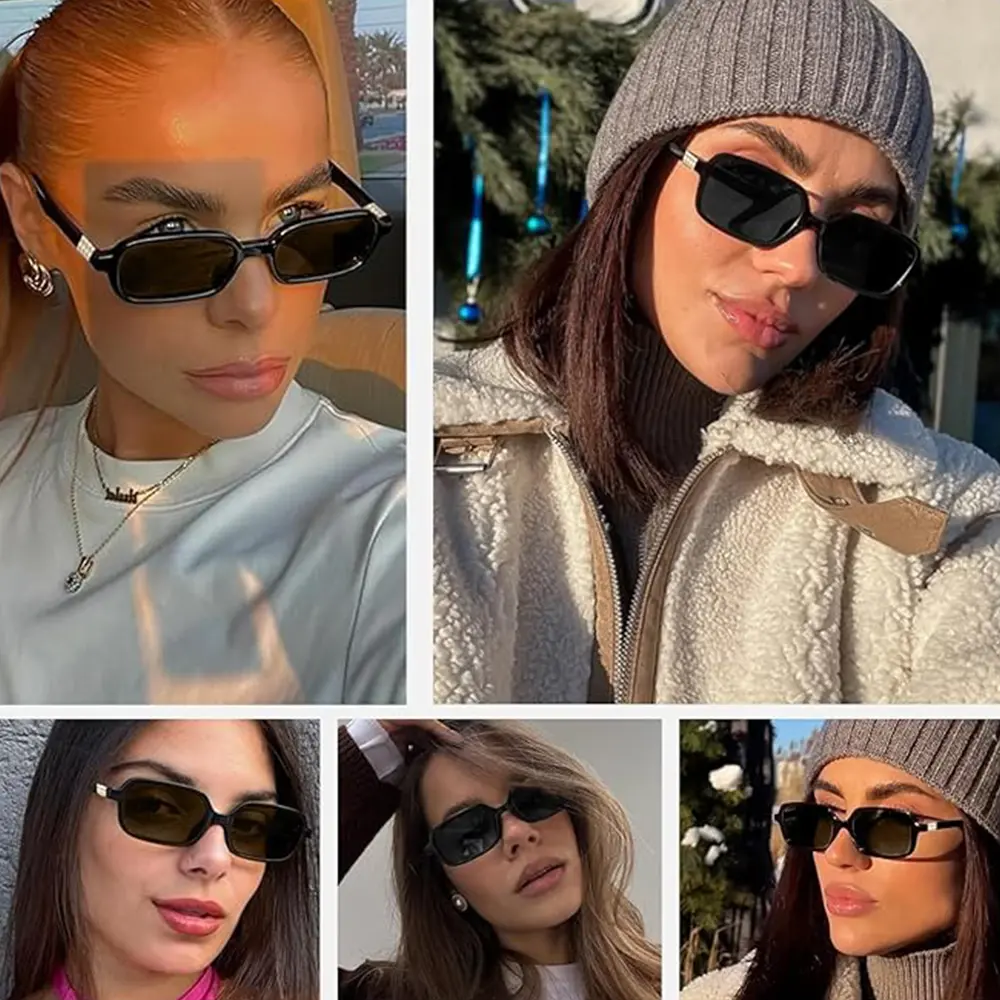 SummerVibes】2/4Pcs Retro Rectangular Oval Sunglasses for  display picture 1