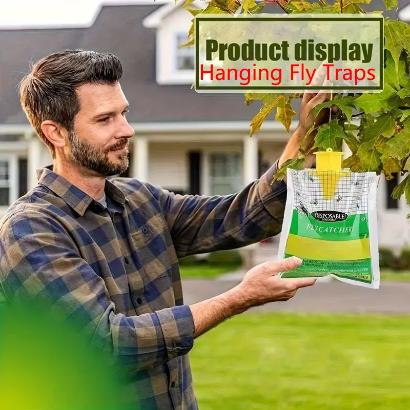 1-Pack Hanging Fly Traps for Horse Stables & Barns - Bait-Free, Non-Toxic Plastic Fly Control System with Yellow & Black Design. Durable, Easy-Hang, No Electricity Needed for Horses, Livestock & Pest Control.