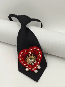 Original Cool Style Tie, Adjustable Lazy Design, Heavy Beaded Devil Eye Embroidery, Perfect for Comic Con, Performances, Unique