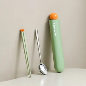 Dopamine Portable Tableware Cute Office Worker Student Tableware Storage Box Set Utensils Cutlery