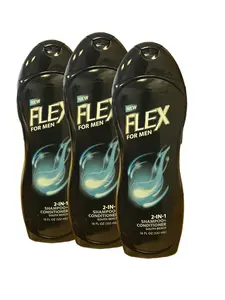( Lot 3 ) Flex Men's South Beach 2 in 1 SHAMPOO + CONDITIONER 18 Oz Each 3PK