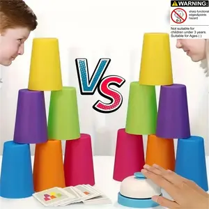 Color Sorting Stack Cups Game, Cognitive Training Card Toy, Competitive Stacking Cups, Educational Early Learning Gift for Boys & Girls