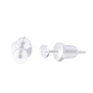 Clear PTFE flexi earring stud retainer 20g/0.8mm with a flat front and soft silicon back butterfly. One pair