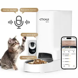 Automatic pet feeder for cats, timed intelligent voice-controlled cat and dog food dispenser Rechargeable Livestock Prod with Flexible Shaft pet stuff pepper spray dog bugs detector reverse slow feeder shaped harness silicone raised food bowl k9