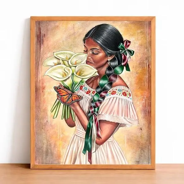 Mujer Con Alcatraces Poster Unframed , Mexican wall art, Mexican art, Calla Lily, Mexican kitchen decor, mexican decor, mexican gifts, Latina Power