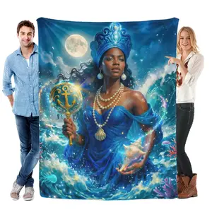 Orisha Theme Single-Side Print Custom Graphic Throw Blanket - Soft, Cozy, Warm, Lightweight Flannel, Multi-Size for Bedroom, Spiritual Home Decor for Living Room Sofa, Ideal Gift for Orisha Faith Believers, Custom Graphic Blankets