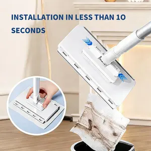 Creative Mother’s Day  Non-Slip Long-Handled Mop & Glass Cleaning Brush Disposable Face Towel No Hand Washing Required Wet/Dry Dual-Use Floor Cleaner for Bathrooms