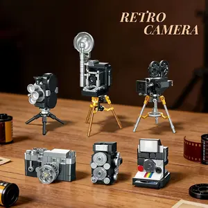 Vintage Retro Camera Building Block Kit Ornament, Mini Desktop Decor, Miniature Size, High Aesthetic Small Decoration, High Aesthetic Appeal, Unisex Gift, Desk Organizer