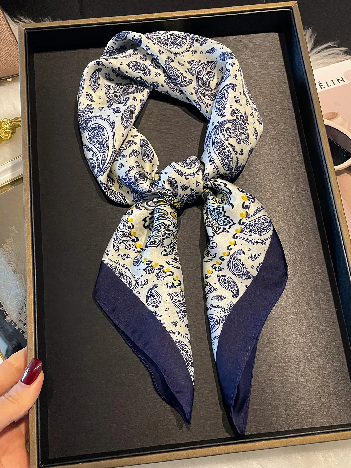 Men's Paisley Print Silk Scarf, Multifunctional Headscarf, Sun Protection Shawl, Casual Style, Thin Woven Fabric, All Seasons Use