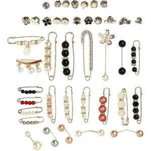 40 count  Brooch Set with Large Safety Pins, Women's Clothing and Hat  Tighteners, Elegant Decorative Pins for Dresses, Shirts, Hats