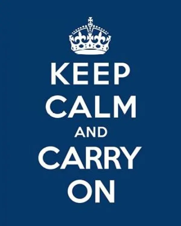 Bentley Global Arts PDX371969SMALL Keep Calm & Carry On - Blue Poster Print by The British Ministry of Information, 8 x 10 - Small