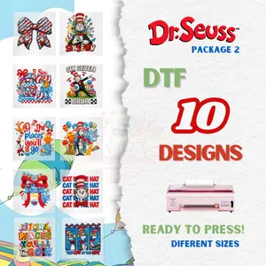 PACKAGE #2: DR SEUSS DAY - 10 DTF DESIGNS READY TO PRESS.