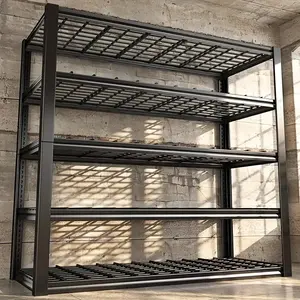 Adjustable Five-tier Garage Storage Rack with a Stable Structure. It is Suitable for Use in the Kitchen, Garage, as a Snack Storage Rack, and as an Industrial Shelving Unit. It is 72 Inches in Height, 47 Inches in Width, and 23.5 Inches in Depth.