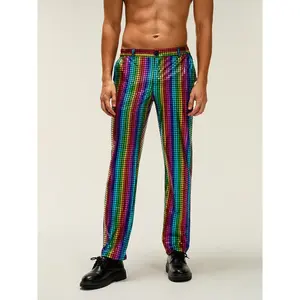 [Sequins Fall Pants] Sequins Adjustable Button Men's Fall Pants - Casual Fashion Comfortable Pants for Party, Bar