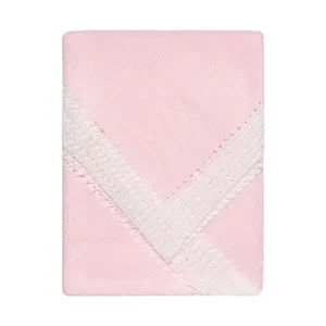 Newborn Baby Knit Blanket, Striped (Light Pink)
