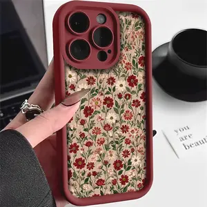 Retro Floral Pattern Case for iPhone 16 Pro Max 15 Plus 14 13 12 11 XS XR Anti-Scratch Shockproof Soft Silicone Protective Cover