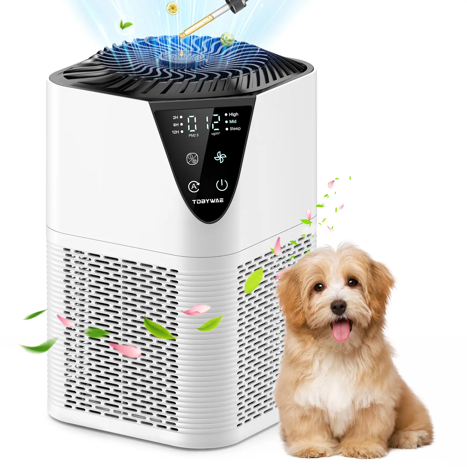 H13 True HEPA Air Purifier for Home - Compact Modern Design, 3-Stage Filtration, 1750 ft² Coverage, Ultra-Quiet Wind Wheel System, Eliminates Pet Dander, Dust, Pollen, Smoke & Odors, Ideal for Residential Living Room & Kitchens, Timer Function, Carb