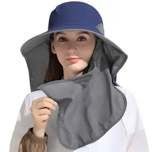 2Pc Pack Outdoor Sun Hat with Detachable Face & Neck Flap – UPF 50+ UV Protection, Wide Brim Fishing Hat for Men & Women
