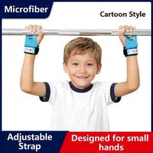 Cartoon Style Leather Palm Protector Set, Non-Slip Durable Kids Fitness Weight Training Gloves with Adjustable Strap, Child Safety Gear for Exercise Activities
