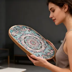 Bohemian Style Rosewood UV Dessert Plate, Luxurious Artistic Breakfast Tray, Elegant Afternoon Tea Display, 1 Piece Set