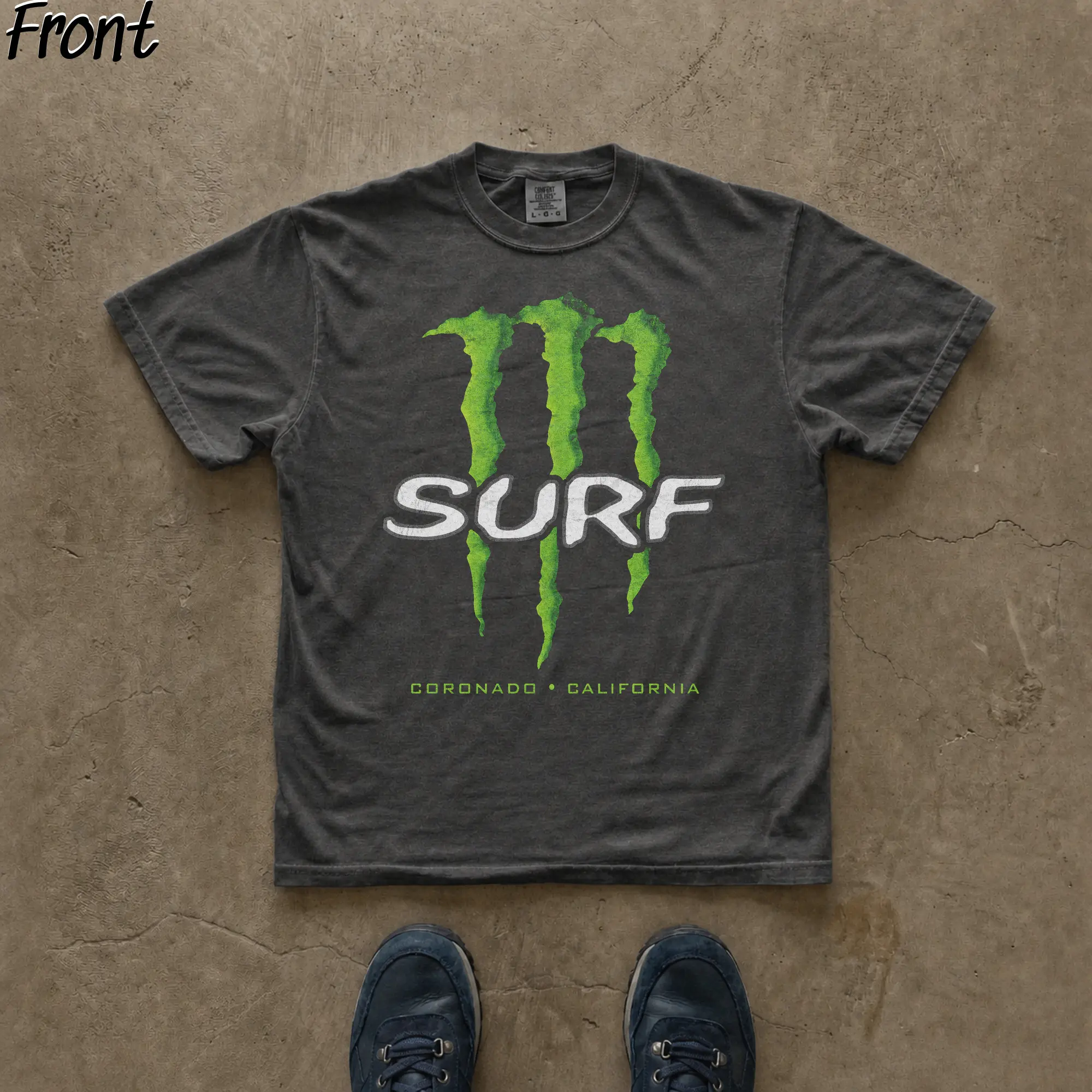 Vintage Monster Energy Surf Graphic Tee, Energy Drink Shirt, Unleash The Beast, Monster Energy Merch, Y2K Grunge Gothic Tees, Y2K Emo Scene Amity Affliction Style, 100% Cotton Lightweight Shortsleeve, Streetwear Vibes