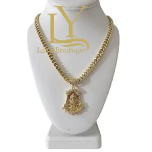 LaYaiBoutique #1935 Saint Lazarus necklace and pendant, 14k gold plated, high quality