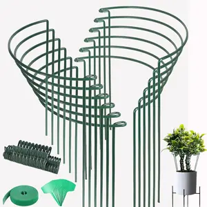 12 Pack  Support Stake, 16 Inch Peony Cages and Supports for Outdoor , with 15 count  Labels, 20 count  Clips, 7ft  Ties