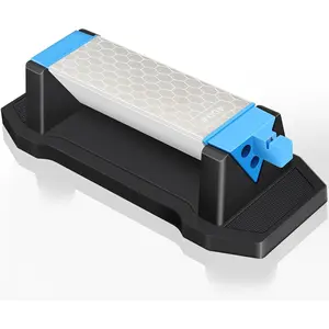 Sharpening Stone,3 Side 400/1000/6000 Grit Industrial & Whetstone Knife Sharpener Stone With Edge Grip holder and Non-slip Base