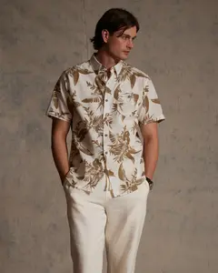 The Linen Cotton Print Shirt in Peanut