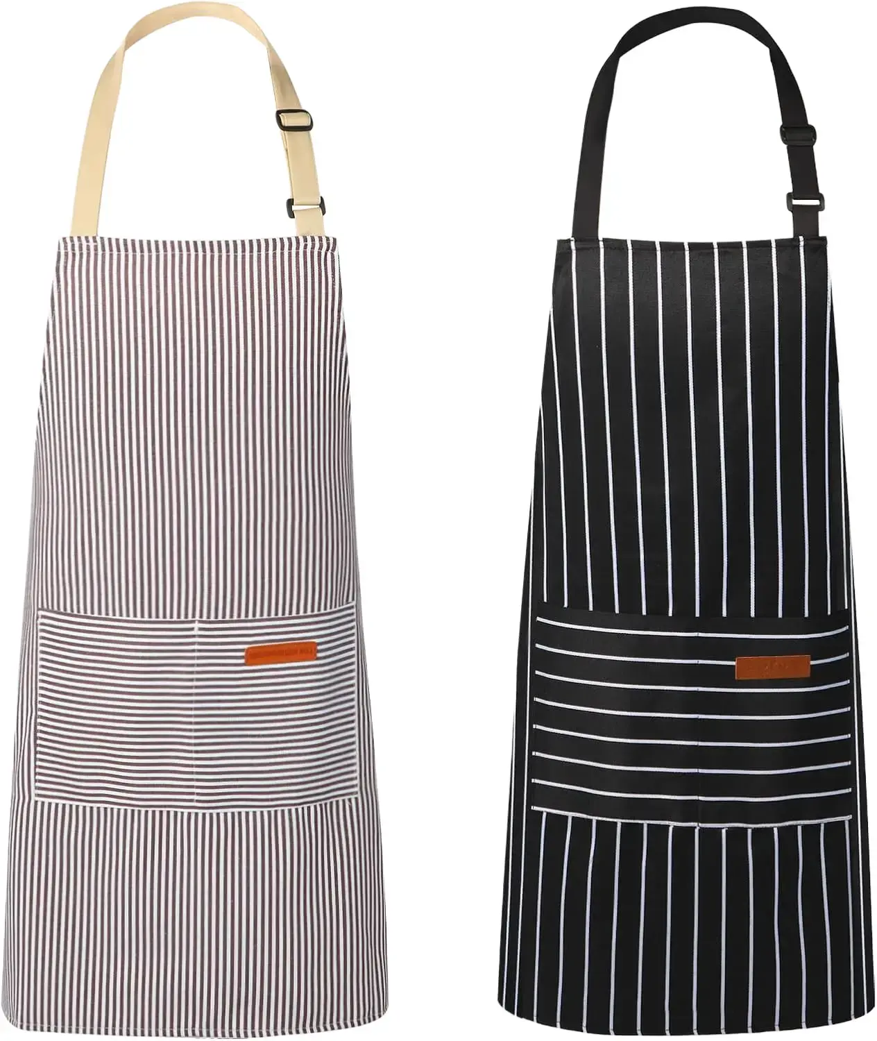Fashion Unisex Adjustable Neck Strap & Waist Tie Front Protection Aprons (2 Pack) - Breathable, Lightweight, 2 Pockets, Ideal for Cooking, Cleaning, Hand Gift for Men and Women, Two Pockets